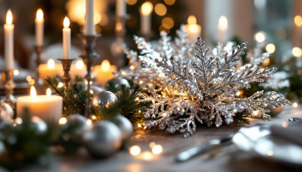 Ce bricolage de Noël en papier aluminium à faire avant d’acheter vos décos : une pièce centrale scintillante qui rivalise avec les ornements à 170