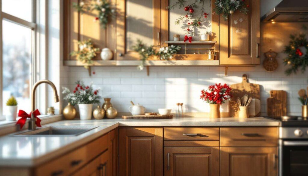 Ce bricolage tout bête pour transformer les poignées de vos armoires de cuisine en déco de Noël canon, avant de ressortir vos vieilles couronnes