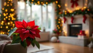 La magie du poinsettia pour décorer votre maison : guirlande de Noël à petit prix chez Gifi