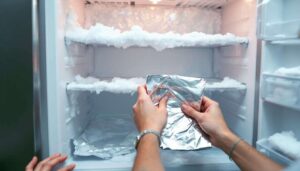 Congélateur givré : la méthode simple avec du papier aluminium pour enlever la glace rapidement