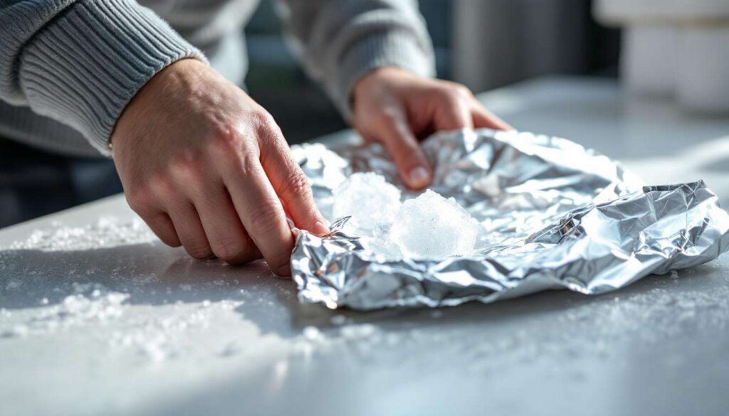 Congélateur givré : l’astuce simple avec du papier aluminium pour retirer la glace facilement