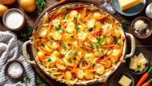 Gratin de pommes de terre, poireaux et carottes : fondant, bien doré et ultra facile à préparer